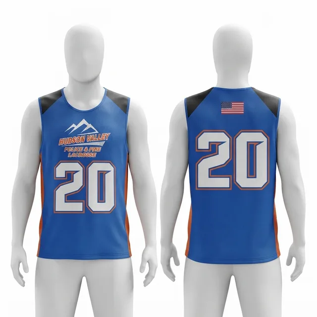 Blue, Orange & Black Lacrosse Jersey, view 4