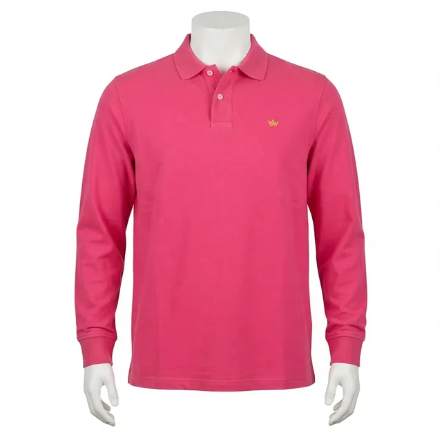 Pink Long-Sleeve Polo Shirt