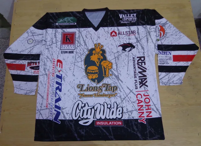 White, Black & Red Ice Hockey Jersey, view 2