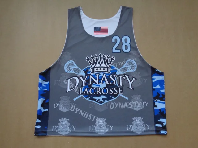 White & Blue Sleeveless Lacrosse Jersey, view 2