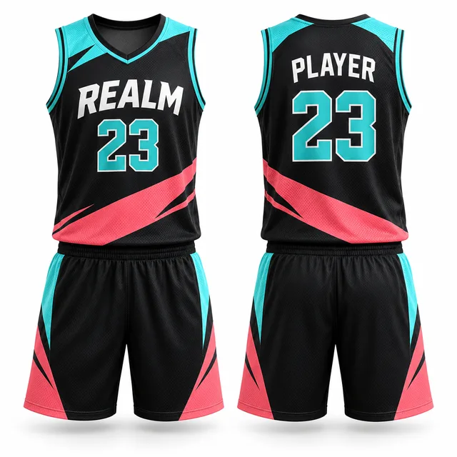 Pink, Aqua & Black Basketball Jersey