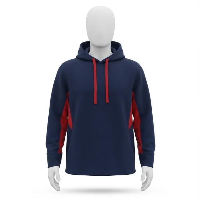 Navy & Red Casual Hoodie