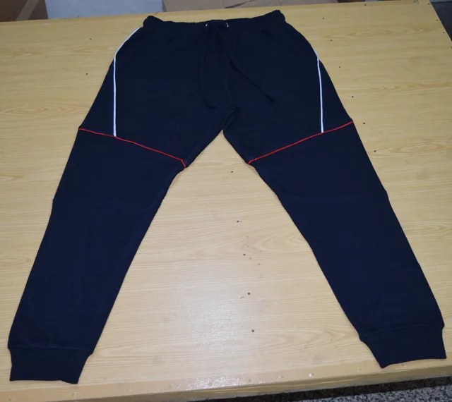 Navy Contrast-Seam Cuffed Trousers, view 2