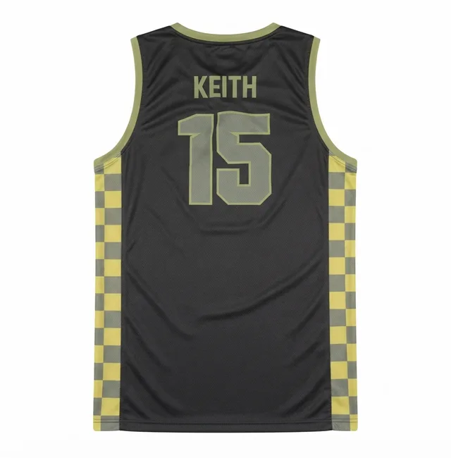 Black, Yellow & Grey Basketball Jersey, view 3