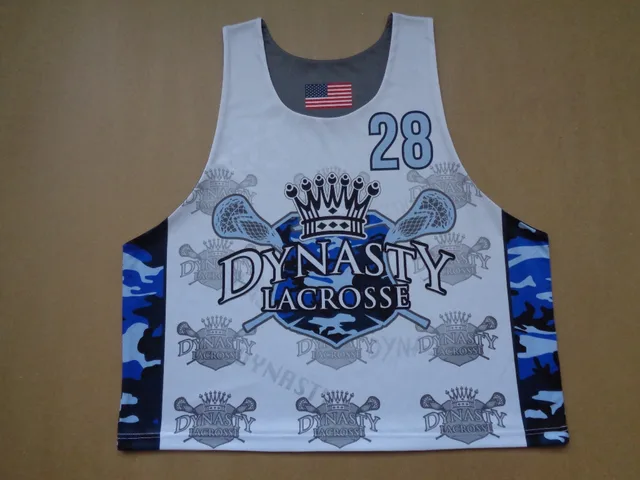 White & Blue Sleeveless Lacrosse Jersey, view 6