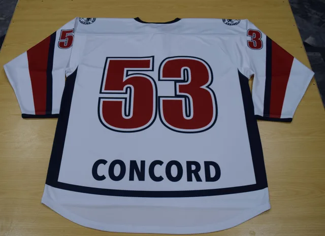 White, Navy & Red Ice Hockey Jersey, view 3