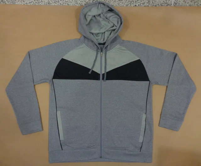 Grey & Black Colour-Block Zip Hoodie, view 2