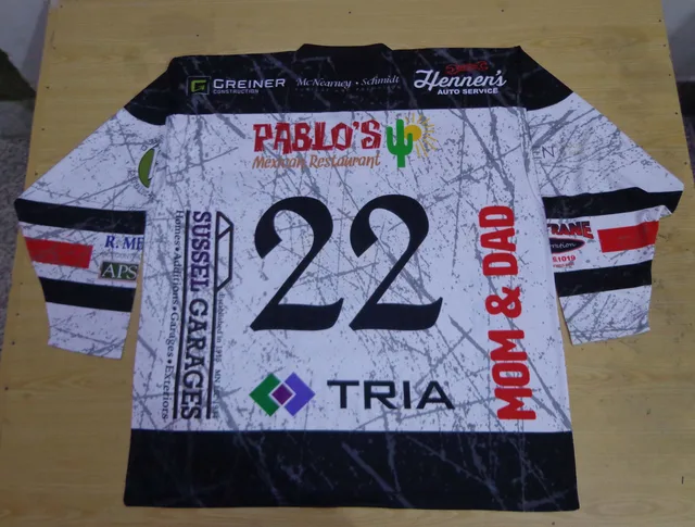 White, Black & Red Ice Hockey Jersey, view 3