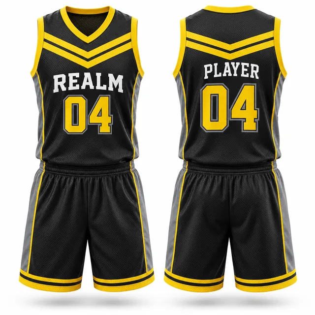 Black, Yellow & Grey Basketball Jersey