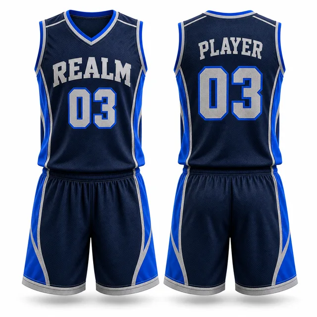 Navy, Blue & Grey Basketball Jersey, reference view