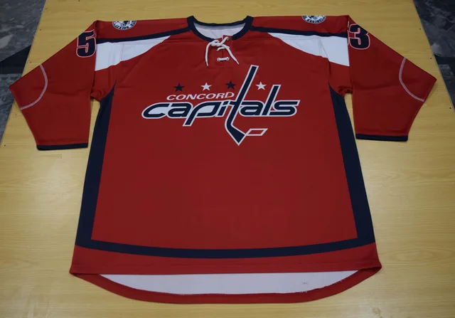 Red, Navy & White Ice Hockey Jersey, view 2