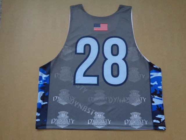 White & Blue Sleeveless Lacrosse Jersey, view 3