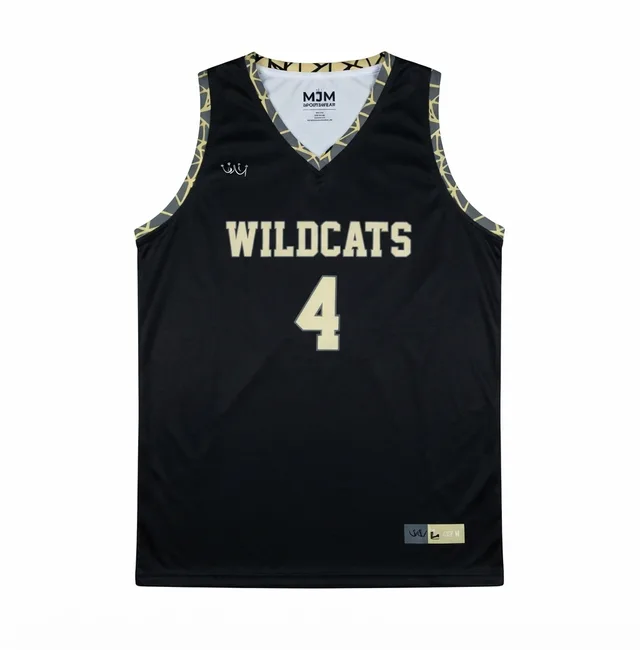 White, Black & Gold Basketball Jersey, view 3