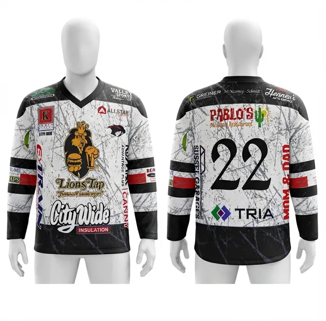White, Black & Red Ice Hockey Jersey