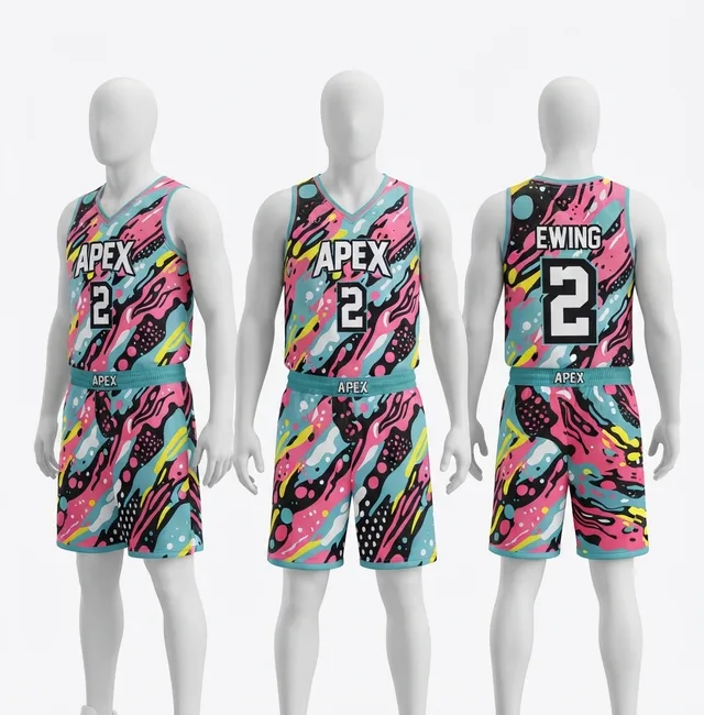 Pink, Aqua & Black Basketball Jersey