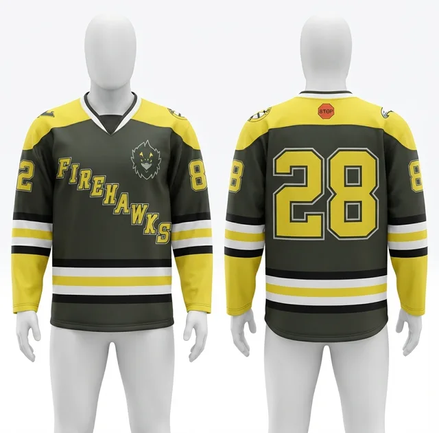 Black, Yellow & White Ice Hockey Jersey