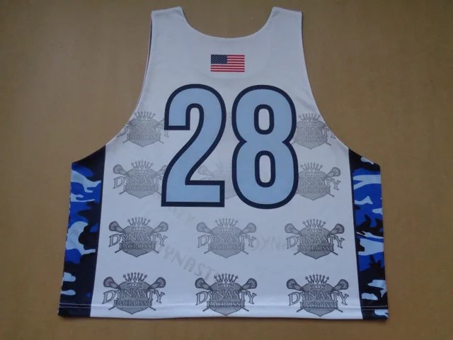 White & Blue Sleeveless Lacrosse Jersey, view 7